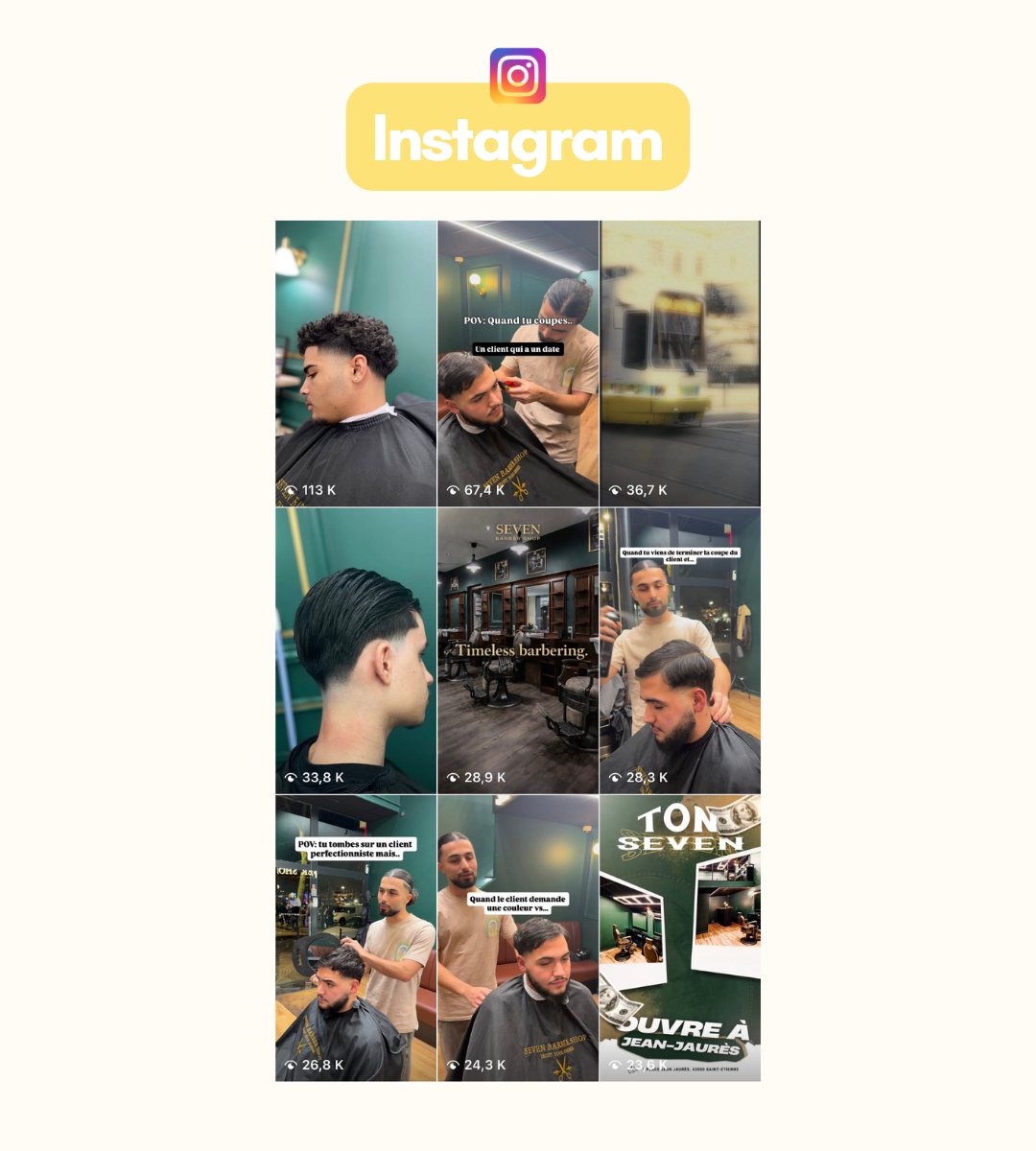 Seven Barbershop Instagram posts