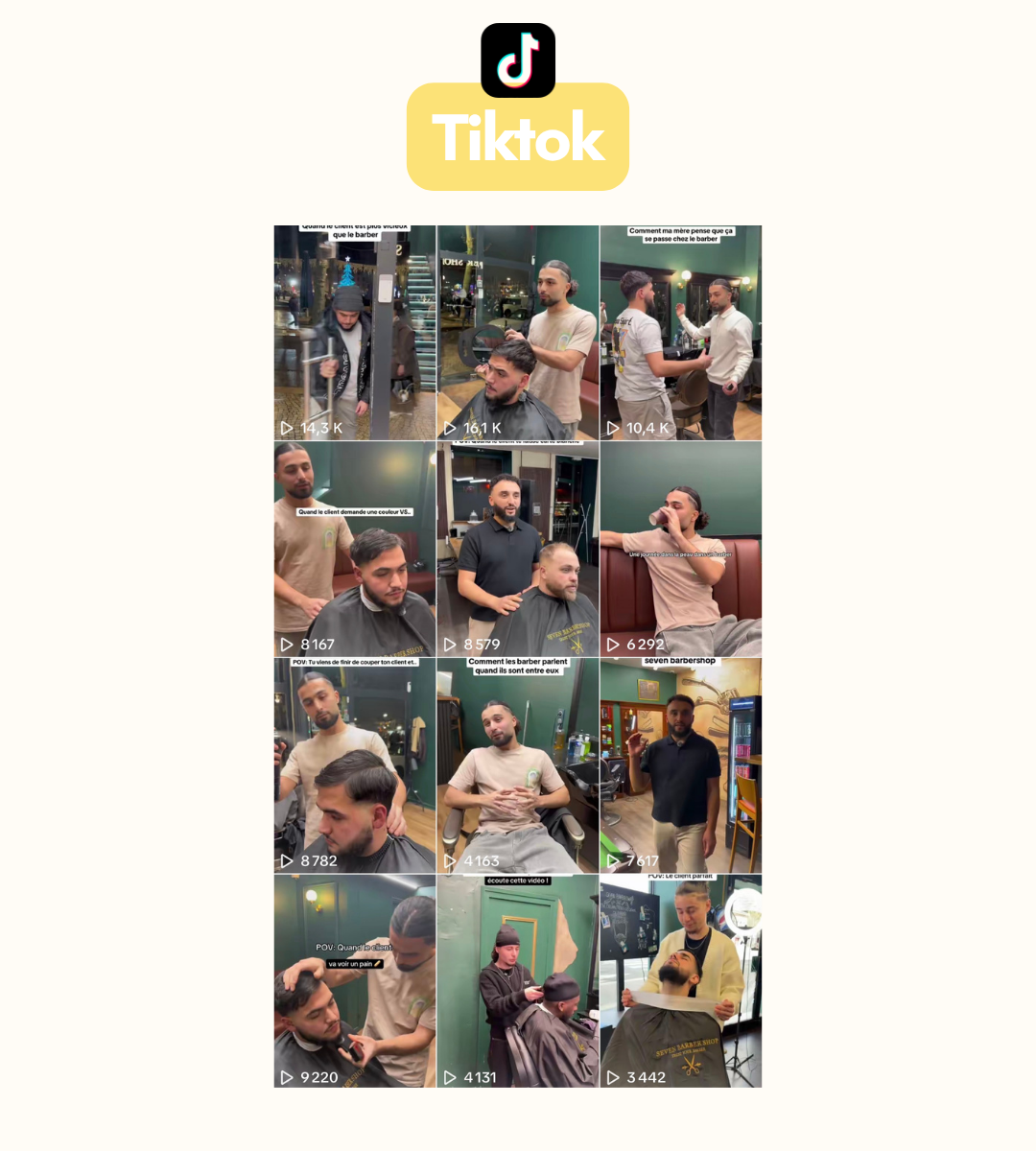 Seven Barbershop TikTok posts
